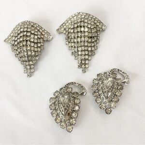 2 Sets Of Vintage Sparkling White Rhinestone Shoe Clips Musi Bridal Formal